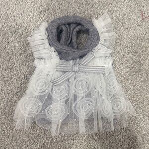 XS dog - grey knit with the lace dress